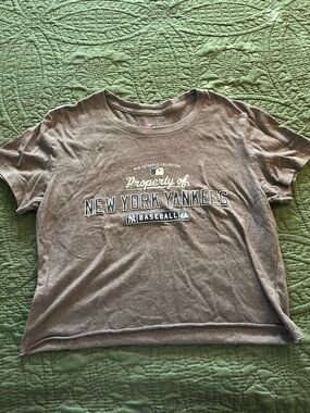 Yankees Women's Gray Crop Tee